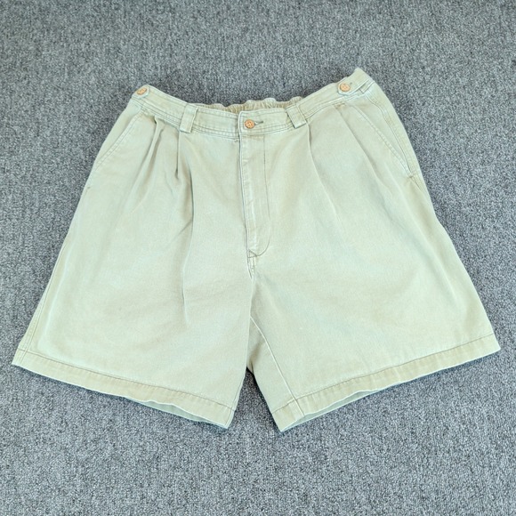 Tommy Bahama Vintage Pleated Chino Shorts Mens 36 Sage Green Cotton Relaxed Fit — photo 2